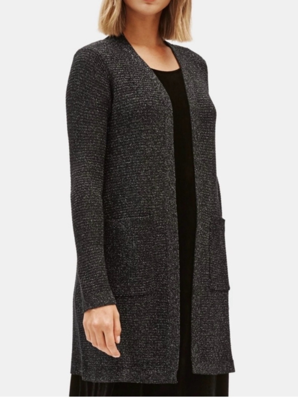 Eileen Fisher Responsible Wool Merino Sparkle Long Cardigan M NWT